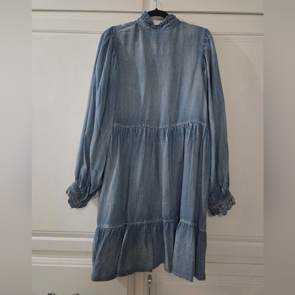 GeeGee Chambray Long Sleeve Tiered Mini Dress - Picture 6 of 6
